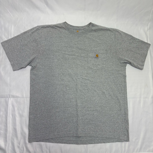 Carhartt Men’s XL Grey Classic Tee Shirt Front Pocket Work Tough Cotton Blend - Picture 2 of 8